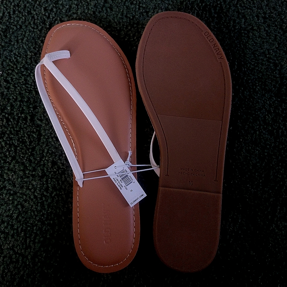 Light Brown Old Navy Dress Sandal W/ White Straps